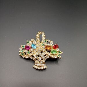 Roman Gold Toned Basket Brooch